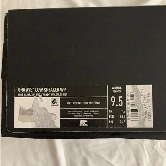 Sorel Ona Ave Low Sneaker Waterproof- Pure Silver Sea Salt - Picture 5 of 10